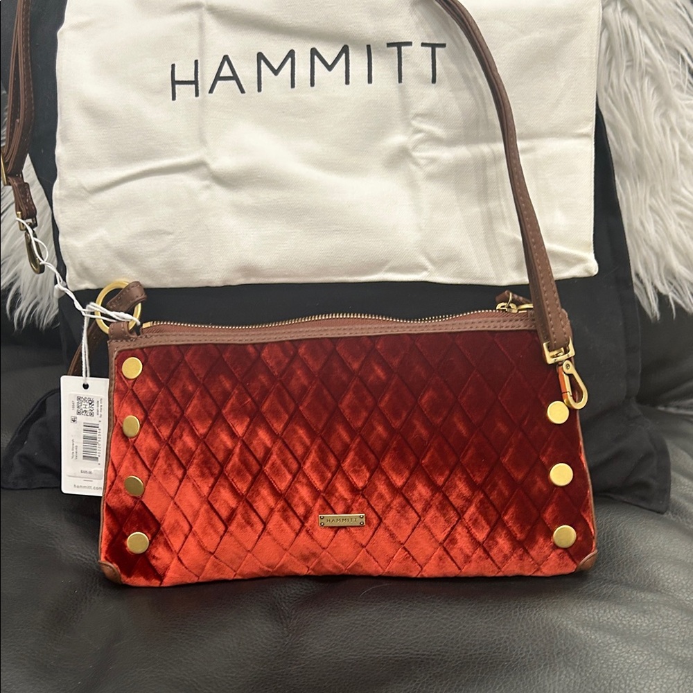 Hammitt Red Velvet Kyle-Monarch Crossbody with Gold Accents - Picture 10 of 11